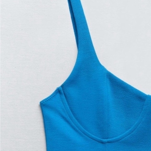 🆕 ZARA Bondage Style Mini Dress in Bright tropical Blue SZ M y2k style - Picture 3 of 6